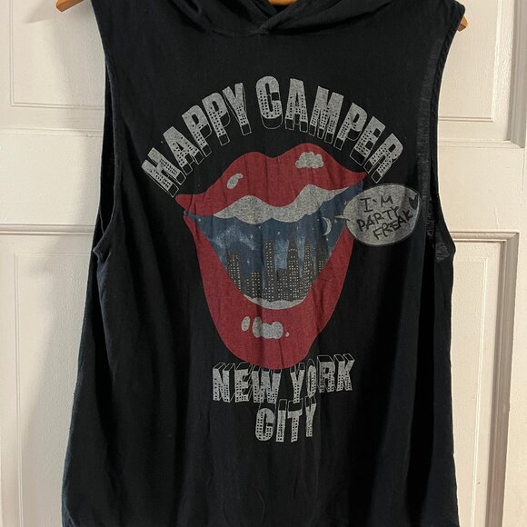 Happy Camper New York City Unique Graphic Vintage hooded Tank - Picture 1 of 16